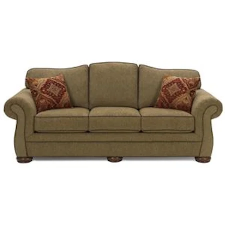 Traditional Queen Sleeper Sofa with Exposed Wood Feet